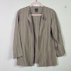 Eileen Fisher Silk Linen Blend Open Jacket size Small wheat grayish color